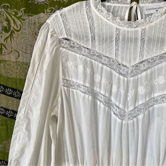 LoveShackFancy x Target White Talulah Pintuck Yoke Lace Dress Size Large - Picture 4 of 16
